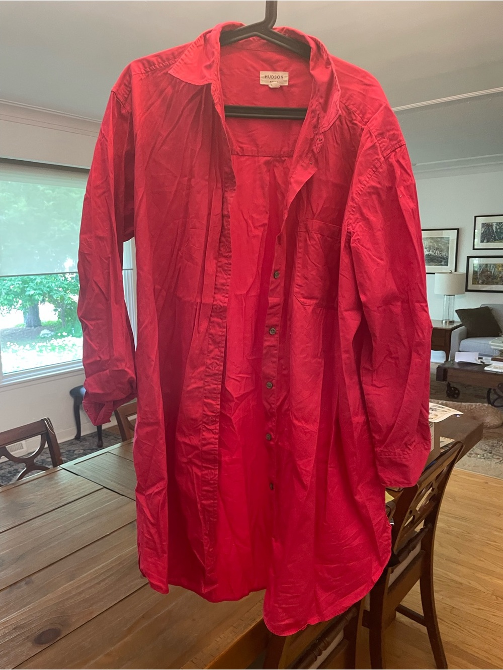 Hudson Lightweight Red Button-Up Shirt Jacket